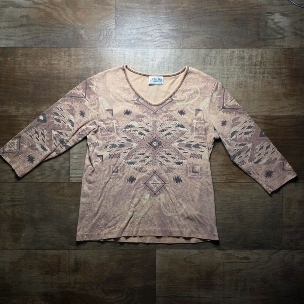 Vintage Y2K Cactus Bay Rhinestone Western Top Women's Size Large